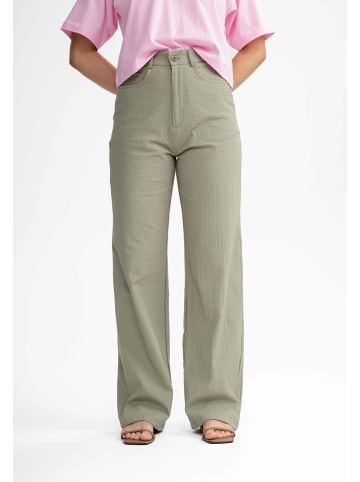 MELA Damen Seersucker Hose mit hohem Bund und weitem Bein PAULAMI