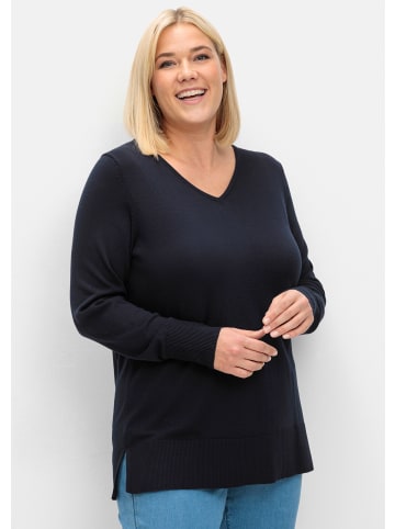 sheego V-Ausschnitt-Pullover in tiefblau