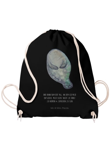 Mr. & Mrs. Panda Jutebeutel Seekuh Happy mit Spruch in Schwarz