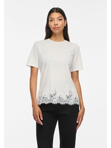 Vila Einfarbige Bluse Rundhals Kurzarm Minimal in Weiß