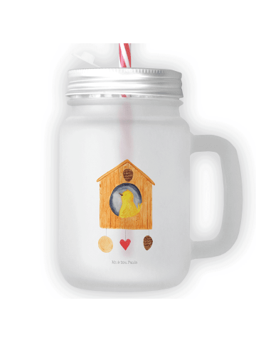 Mr. & Mrs. Panda Trinkglas Mason Jar Vogel Haus ohne Spruch in Transparent