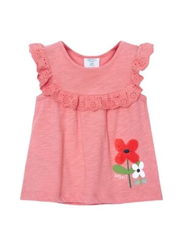 Boboli T-Shirt Flügelarm Blumen Lochstickerei in Rosa