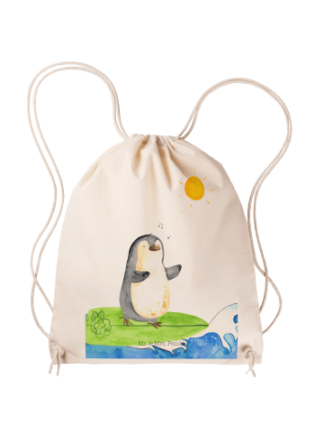 Mr. & Mrs. Panda Gym Bag Pinguin Surfer ohne Spruch in Creme