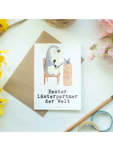 Mr. & Mrs. Panda Klappkarte Pinguin Bester Lästerpartner der Wel... in Weiß