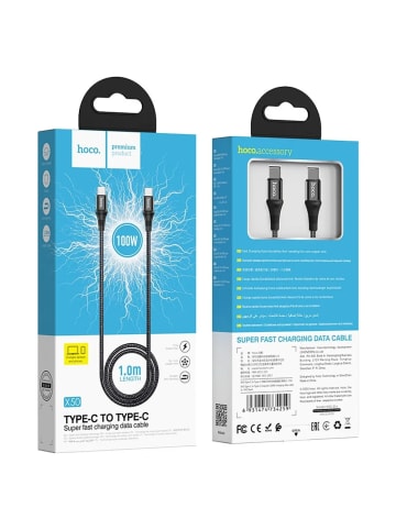 HOCO Ladekabel USB Typ C auf USB Typ C  PD 100W X50 1m in in Schwarz