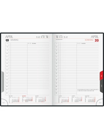 BRUNNEN Buchkalender 765 14,3x20,2cm 1 Tag/Seite Metallico vulkanschwarz 2027
