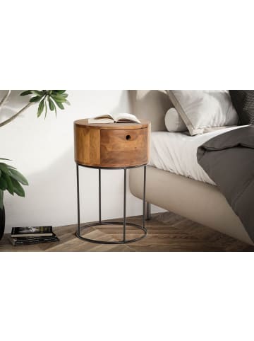 FineBuy Nachttisch in Braun / Sheesham / 40x40x60