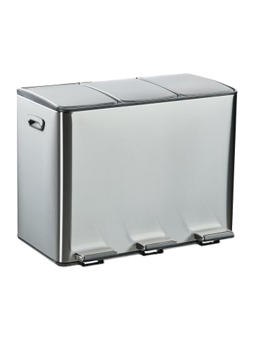 relaxdays Mülleimer in Silber - 3x 15 Liter