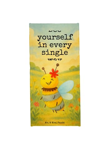 Mr. & Mrs. Panda Strandhandtuch Biene Blume Design mit Spruch in Weiß