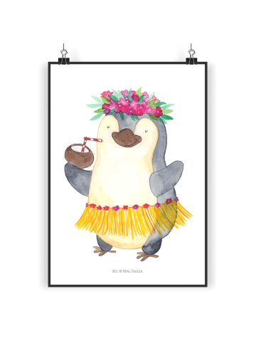 Mr. & Mrs. Panda Wandposter Pinguin Kokosnuss ohne Spruch in Weiß