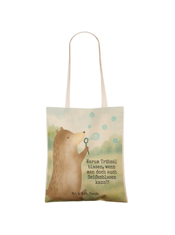 Mr. & Mrs. Panda Tasche Bär Seifenblasen Design mit Spruch in Weiß