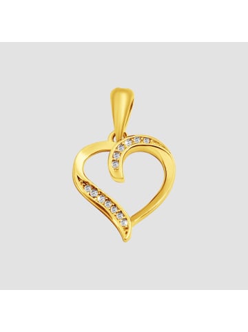 Adeliás Damen Anhänger – Herz Herzanhänger aus 925 Silber mit Zirkonia in gold