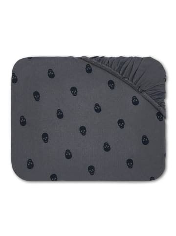 Roberto Geissini Spannbetttuch 180 - 200 x 200 grau black skull
