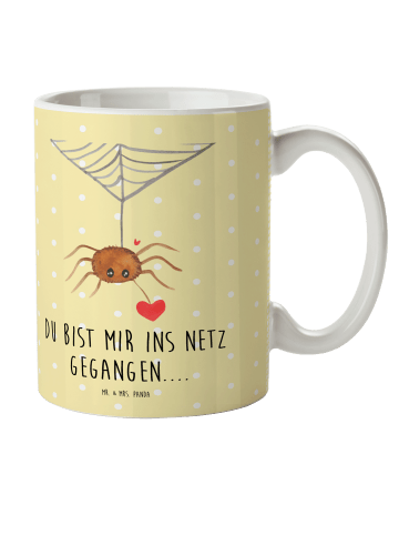 Mr. & Mrs. Panda Kindertasse Spinne Agathe Liebe mit Spruch in Gelb Pastell