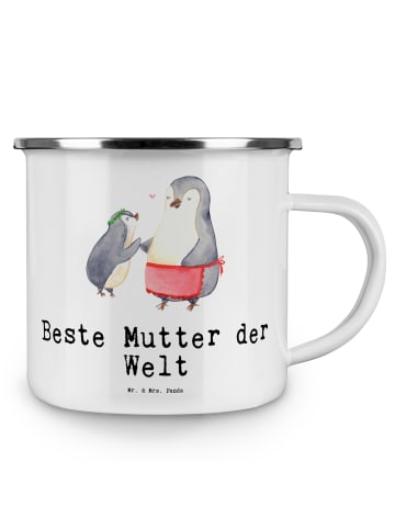 Mr. & Mrs. Panda Emaille Tasse Pinguin Beste Mutter der Welt mit... in Weiß
