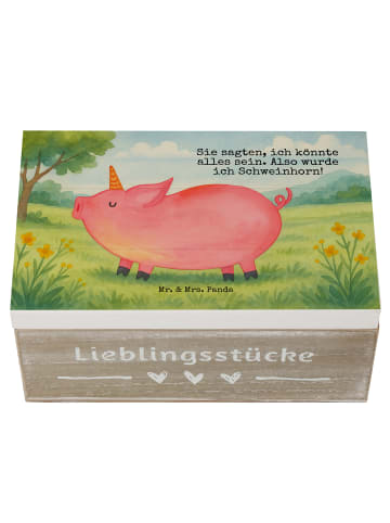 Mr. & Mrs. Panda Schatzkiste Einhorn Schwein Design mit Spruch in Weiß