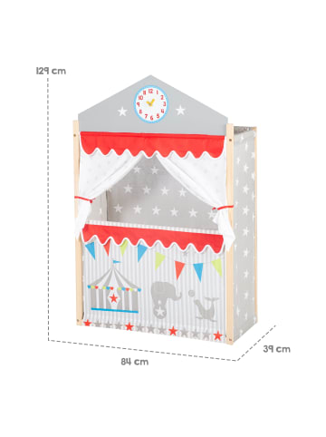 roba Kasperletheater groß aus Holz, freistehend mit Stoffbespannung