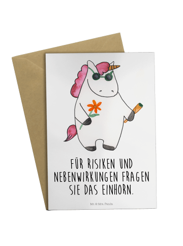Mr. & Mrs. Panda Beileidskarte Einhorn Woodstock mit Spruch in Weiß