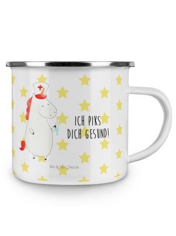 Mr. & Mrs. Panda Haferl Einhorn Krankenschwester mit Spruch in Weiß