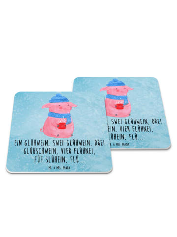 Mr. & Mrs. Panda Coaster Schweinchen Glühwein mit Spruch in Eisblau