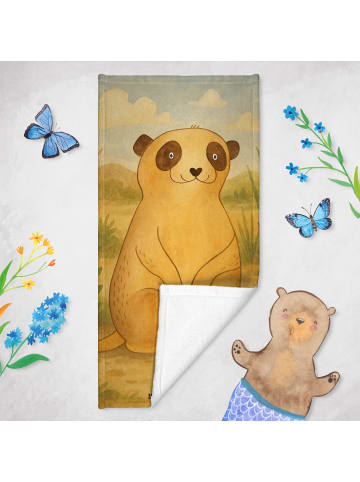 Mr. & Mrs. Panda Duschtuch Erdmännchen Design ohne Spruch in Sandig