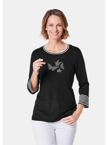 GOLDNER Herbstpullover mit Schmetterlingsprint in schwarz / weiß