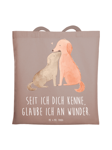 Mr. & Mrs. Panda Umhängetasche Hunde Liebe mit Spruch in Braun Pastell
