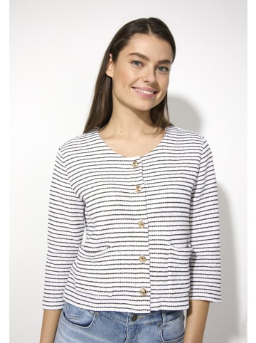 More & More Jerseyjacke in jersey with knit structure stripes olive