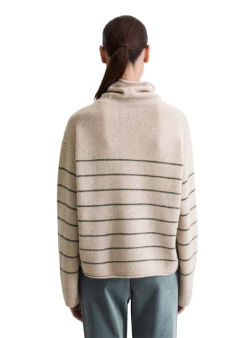 Marc O'Polo Gestreifter Rollkragenpullover relaxed in Light Beige