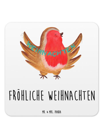 Mr. & Mrs. Panda Untersetzer Set Rotkehlchen Weihnachten mit Spruch in Weiß