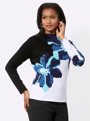 WITT WEIDEN Langarm-Pullover in schwarz-aquamarin-bedruckt
