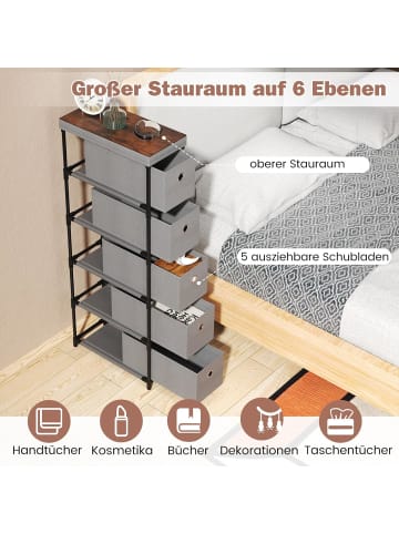COSTWAY Schmaler Kommode mit 5 Schubladen in Grau
