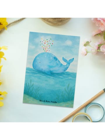 Mr. & Mrs. Panda Fotokarte Wal Konfetti Design ohne Spruch in Weiß