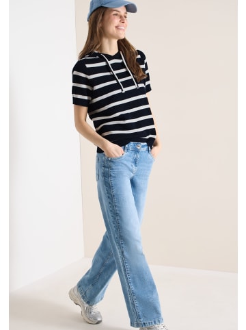 Cecil Kurzarm Pullover mit Kapuze in Universal Blue