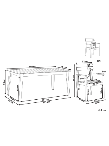 Beliani 5-tlg Gartentisch Set FORNELLI in Braun