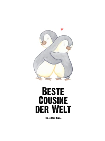 Mr. & Mrs. Panda Mehrwegflasche Pinguin Beste Cousine der Welt m... in Weiß