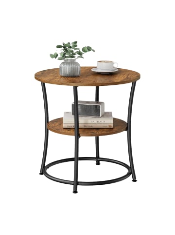 relaxdays Beistelltisch in Dunkelbraun/ Schwarz - (H)55 x Ø 55 cm