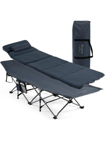 COSTWAY Campingbett mit Matratze 190cm in Blau