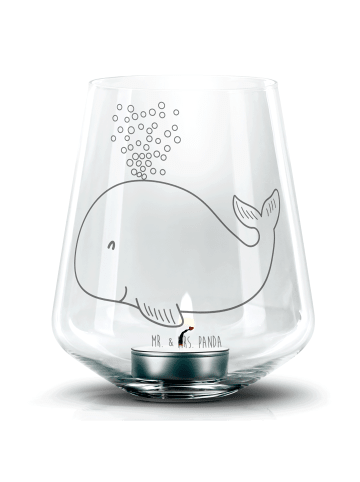 Mr. & Mrs. Panda Glas Windlicht Wal Konfetti ohne Spruch in Transparent