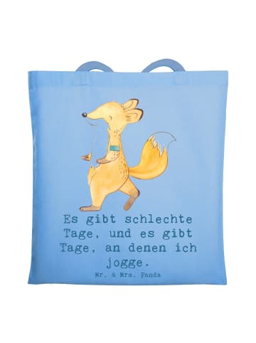 Mr. & Mrs. Panda Tragetasche Fuchs Joggen mit Spruch in Sky Blue
