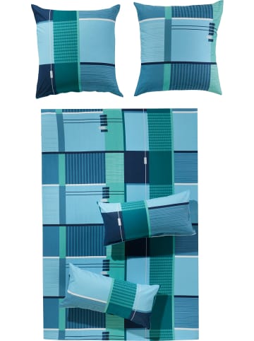 Erwin Müller Edel Flanell Bettwäsche in blau-türkis