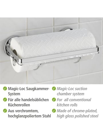 Wenko Magic-Loc Küchenrollenhalter, Magic-Loc® Küchenrollenhalter in Silber