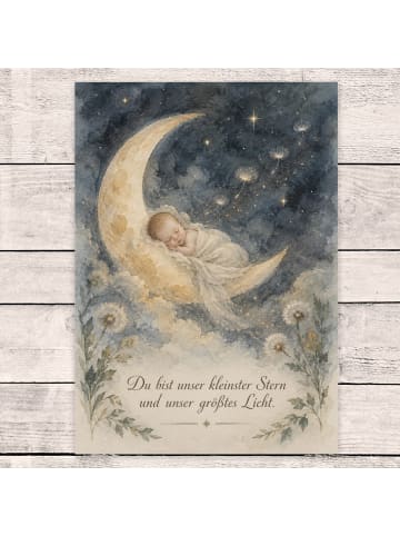 Trauerkarte Mond poetisch Design mit Spruch in Weiß