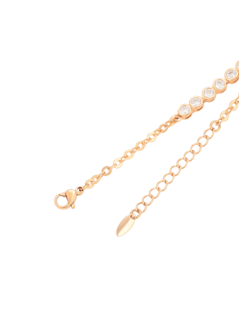 faina Women Crystal Studded Chain Link Bracelet in Rose Gold Red