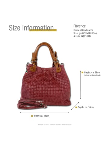 Florence Leder Handtasche, Umhängetasche Florence Tasche dunkelrot, bordeaux ca. 31cm