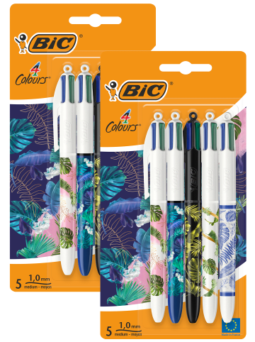 Bic 4 Farben Kugelschreiber 4 Colours "Botanik", 1,0mm, nachfüllbar | 10er Pack