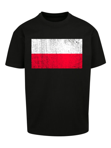 F4NT4STIC Heavy Oversize T-Shirt Poland Polen Flagge distressed in schwarz