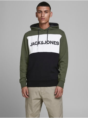 Jack & Jones Warmer Logo Print Hoodie Sweater Pullover JJELOGO in Grün