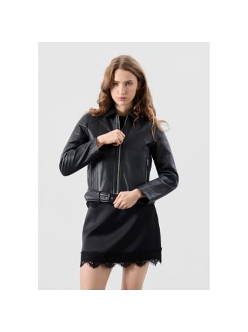 Bolongaro Trevor Lederjacke Faye Belted Zip Through XT in schwarz