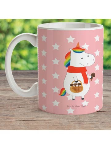 Mr. & Mrs. Panda Pott Einhorn Pilz ohne Spruch in Rot Pastell